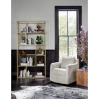 Fauteuil d'appoint pivotant à 360° en tissu performant Acier / Drift / Taupe / Noir / Ivoire – Simple