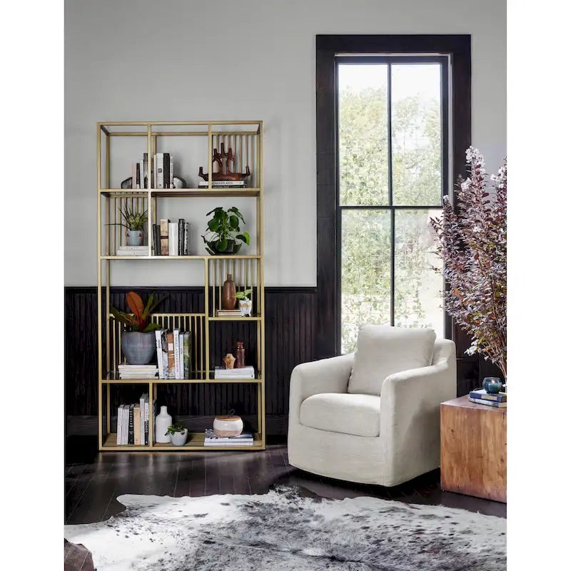 Fauteuil d'appoint pivotant à 360° en tissu performant Acier / Drift / Taupe / Noir / Ivoire – Simple