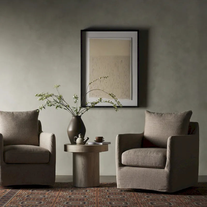 Fauteuil d'appoint pivotant à 360° en tissu performant Acier / Drift / Taupe / Noir / Ivoire – Simple