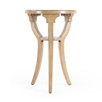 Table d'appoint ronde en bois naturel avec 3 pieds évasés et étagère inférieure – Unité