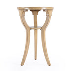Table d'appoint ronde en bois naturel avec 3 pieds évasés et étagère inférieure – Unité