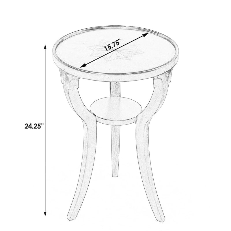 Table d'appoint ronde en bois naturel avec 3 pieds évasés et étagère inférieure – Unité