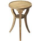 Table d'appoint ronde en bois naturel avec 3 pieds évasés et étagère inférieure – Unité