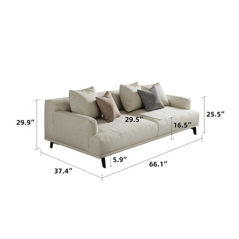 Canapé Tufté en Coton et Lin Gris avec Cadre en Bois Massif – 1 / 2 / 3 / 4 places