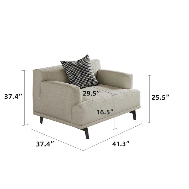 Canapé Tufté en Coton et Lin Gris avec Cadre en Bois Massif – 1 / 2 / 3 / 4 places
