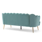 Canapé Coquillage en Velours Rouge Baie / Jaune / Rose Poudré / Bleu Canard / Turquoise / Beige avec Pieds en Fer Doré – 76,25", 3 Places