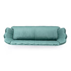 Canapé Coquillage en Velours Rouge Baie / Jaune / Rose Poudré / Bleu Canard / Turquoise / Beige avec Pieds en Fer Doré – 76,25", 3 Places