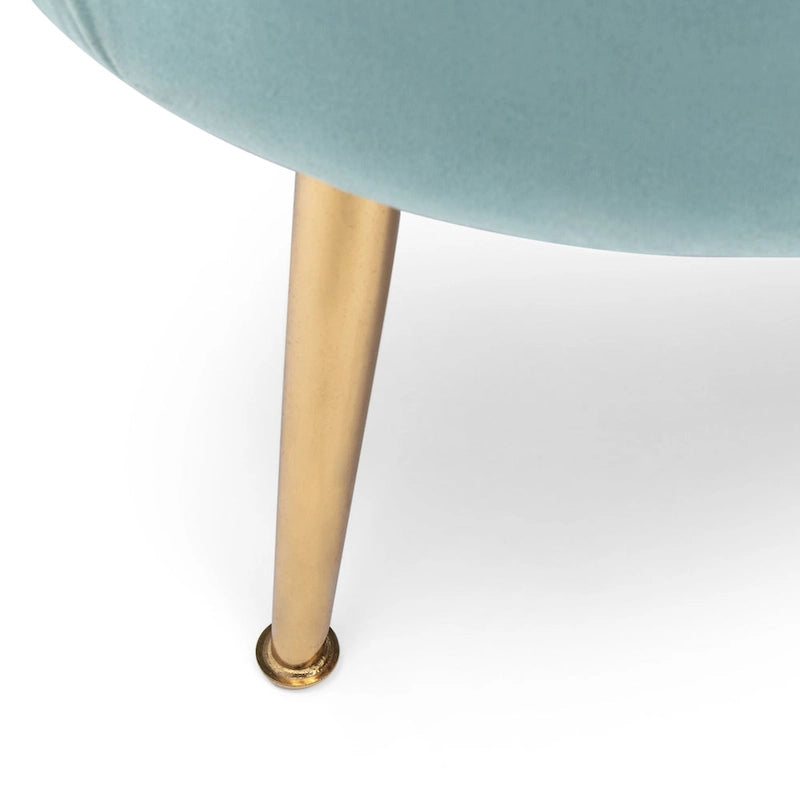 Canapé Coquillage en Velours Rouge Baie / Jaune / Rose Poudré / Bleu Canard / Turquoise / Beige avec Pieds en Fer Doré – 76,25", 3 Places