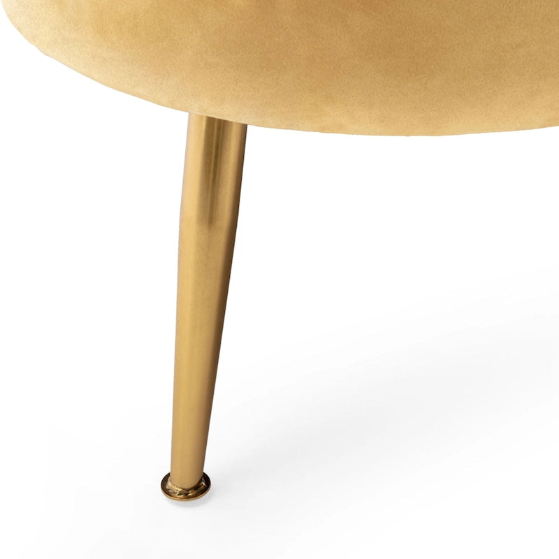 Canapé Coquillage en Velours Rouge Baie / Jaune / Rose Poudré / Bleu Canard / Turquoise / Beige avec Pieds en Fer Doré – 76,25", 3 Places