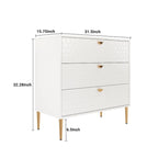 Commode à 3 tiroirs noire / blanche / bleue / verte avec pieds en métal doré – Unité individuelle
