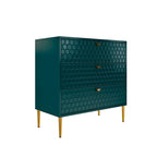 Commode à 3 tiroirs noire / blanche / bleue / verte avec pieds en métal doré – Unité individuelle
