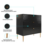 Commode à 3 tiroirs noire / blanche / bleue / verte avec pieds en métal doré – Unité individuelle