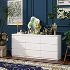 Commode / Coiffeuse / Bureau simple, extensible, blanche, à 9 tiroirs