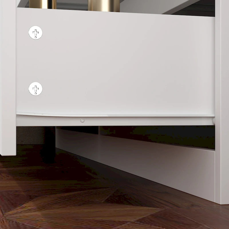 Commode / Coiffeuse / Bureau simple, extensible, blanche, à 9 tiroirs