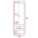Armoire avec double portes, 2 tiroirs et tringle à vêtements – un seul article – Noir / Blanc / Gris / Chêne clair / Chêne fumé