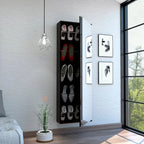 Armoire avec double portes, 2 tiroirs et tringle à vêtements – un seul article – Noir / Blanc / Gris / Chêne clair / Chêne fumé