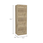 Armoire avec double portes, 2 tiroirs et tringle à vêtements – un seul article – Noir / Blanc / Gris / Chêne clair / Chêne fumé