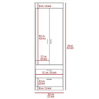 Armoire avec double portes, 2 tiroirs et tringle à vêtements – un seul article – Noir / Blanc / Gris / Chêne clair / Chêne fumé