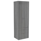 Armoire avec double portes, 2 tiroirs et tringle à vêtements – un seul article – Noir / Blanc / Gris / Chêne clair / Chêne fumé