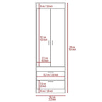 Armoire avec double portes, 2 tiroirs et tringle à vêtements – un seul article – Noir / Blanc / Gris / Chêne clair / Chêne fumé