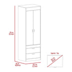 Armoire avec double portes, 2 tiroirs et tringle à vêtements – un seul article – Noir / Blanc / Gris / Chêne clair / Chêne fumé