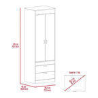 Armoire avec double portes, 2 tiroirs et tringle à vêtements – un seul article – Noir / Blanc / Gris / Chêne clair / Chêne fumé