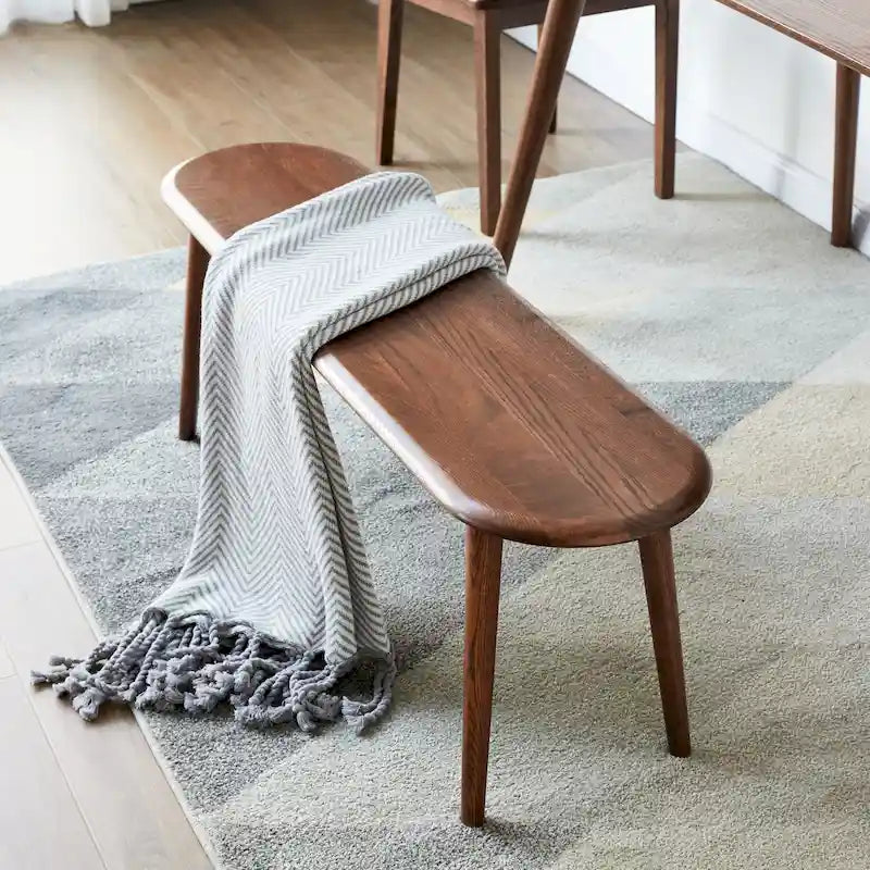 Banc en chêne naturel brun avec bords arrondis – Simple