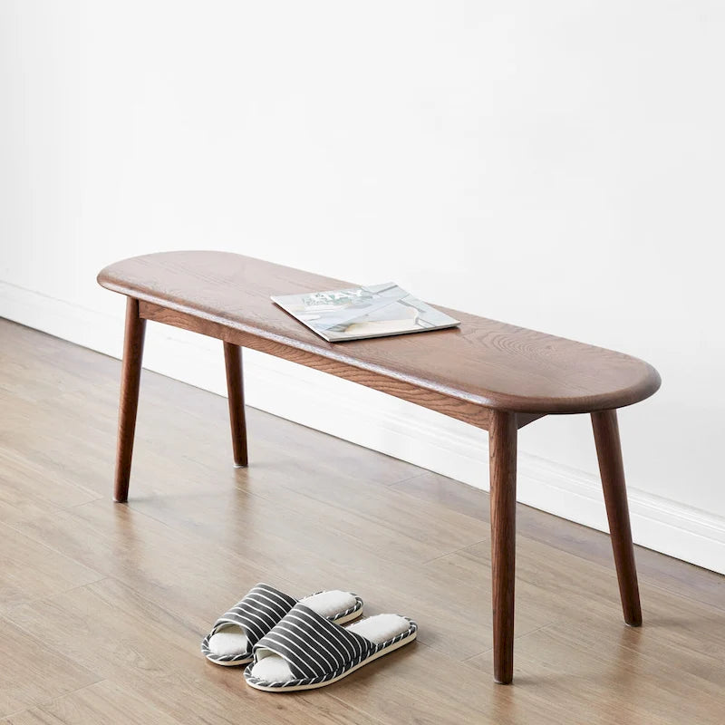 Banc en chêne naturel brun avec bords arrondis – Simple