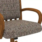 Chaise de salle à manger pivotante à roulettes rembourrée couleur châtaigne avec mousse à mémoire de forme, accoudoirs en bois massif et mécanisme d'inclinaison – Unité
