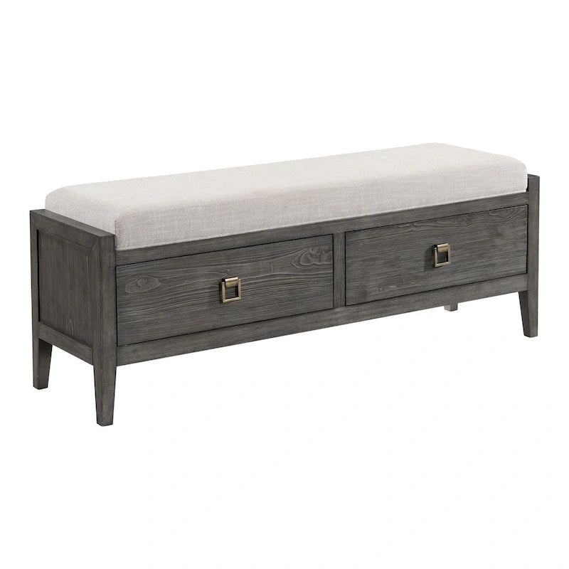 Banc de rangement de chambre brossé marron avec tiroir en cèdre – 58 po de largeur, simple