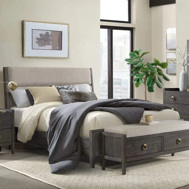 Banc de rangement de chambre brossé marron avec tiroir en cèdre – 58 po de largeur, simple