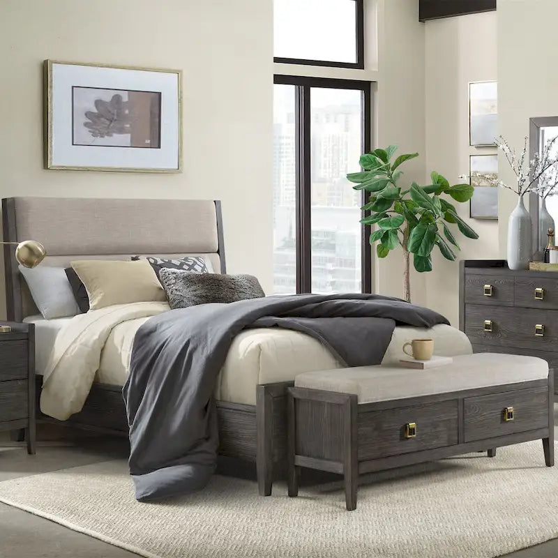 Banc de rangement de chambre brossé marron avec tiroir en cèdre – 58 po de largeur, simple