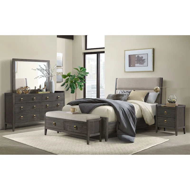 Banc de rangement de chambre brossé marron avec tiroir en cèdre – 58 po de largeur, simple