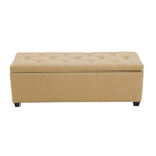 Banc de rangement ottoman en tissu capitonné sable / gris / gris foncé avec garniture cloutée – Simple