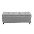 Banc de rangement ottoman en tissu capitonné sable / gris / gris foncé avec garniture cloutée – Simple