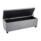 Banc de rangement ottoman en tissu capitonné sable / gris / gris foncé avec garniture cloutée – Simple
