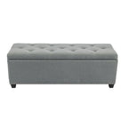 Banc de rangement ottoman en tissu capitonné sable / gris / gris foncé avec garniture cloutée – Simple