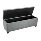 Banc de rangement ottoman en tissu capitonné sable / gris / gris foncé avec garniture cloutée – Simple
