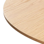 Table à manger ronde en chêne massif noir/bois naturel avec pieds en rotin – 6 places