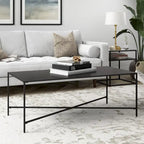 Table basse à cadre géométrique en acier bronze bruni / laiton / gris canon de fusil / argent avec plateau en verre ou en métal – Simple