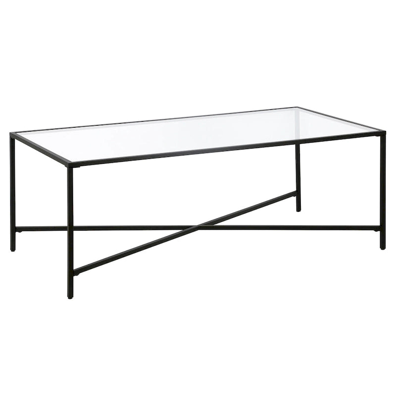 Table basse à cadre géométrique en acier bronze bruni / laiton / gris canon de fusil / argent avec plateau en verre ou en métal – Simple