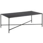 Table basse à cadre géométrique en acier bronze bruni / laiton / gris canon de fusil / argent avec plateau en verre ou en métal – Simple