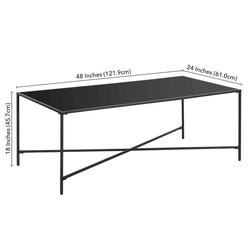 Table basse à cadre géométrique en acier bronze bruni / laiton / gris canon de fusil / argent avec plateau en verre ou en métal – Simple