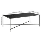 Table basse à cadre géométrique en acier bronze bruni / laiton / gris canon de fusil / argent avec plateau en verre ou en métal – Simple
