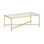 Table basse à cadre géométrique en acier bronze bruni / laiton / gris canon de fusil / argent avec plateau en verre ou en métal – Simple