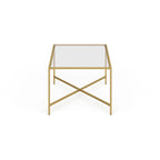 Table basse à cadre géométrique en acier bronze bruni / laiton / gris canon de fusil / argent avec plateau en verre ou en métal – Simple