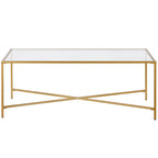 Table basse à cadre géométrique en acier bronze bruni / laiton / gris canon de fusil / argent avec plateau en verre ou en métal – Simple