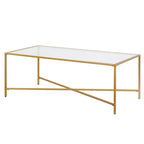 Table basse à cadre géométrique en acier bronze bruni / laiton / gris canon de fusil / argent avec plateau en verre ou en métal – Simple