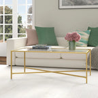 Table basse à cadre géométrique en acier bronze bruni / laiton / gris canon de fusil / argent avec plateau en verre ou en métal – Simple