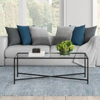 Table basse à cadre géométrique en acier bronze bruni / laiton / gris canon de fusil / argent avec plateau en verre ou en métal – Simple